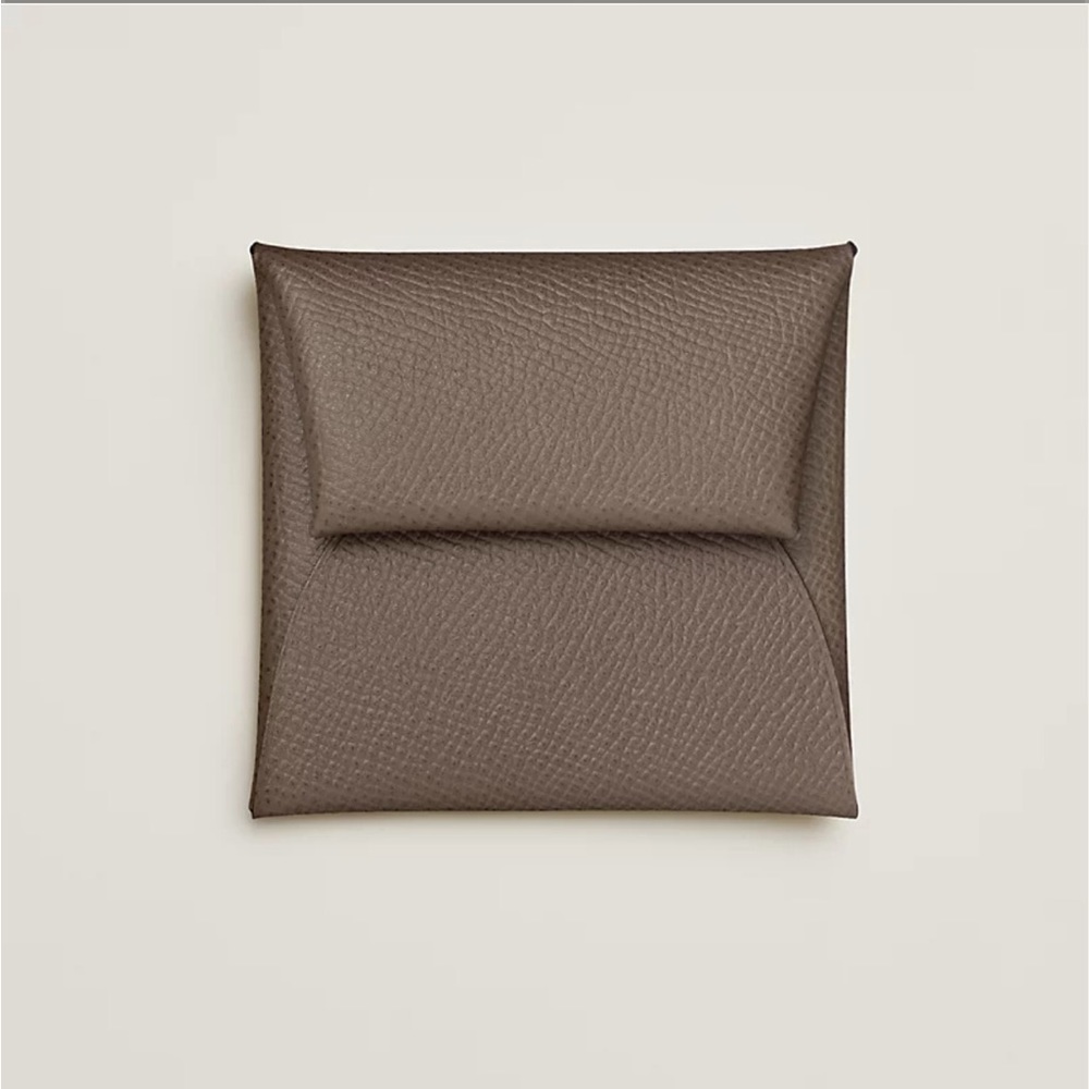 HERMES | Unisex Calfskin Plain Leather Handmade Folding Wallet (Bastia)